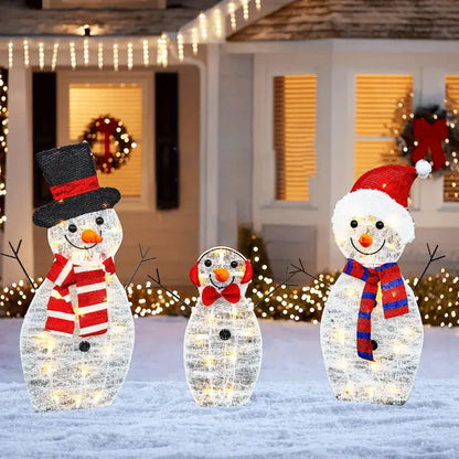 Sparkling Snowman Sentinels: LED Yard Decor